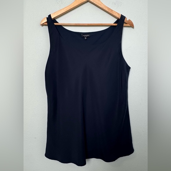Lafayette‎ 148 New York Royal Navy Blue Georgette Silk Tank Top Blouse Size 12 - Picture 3 of 13